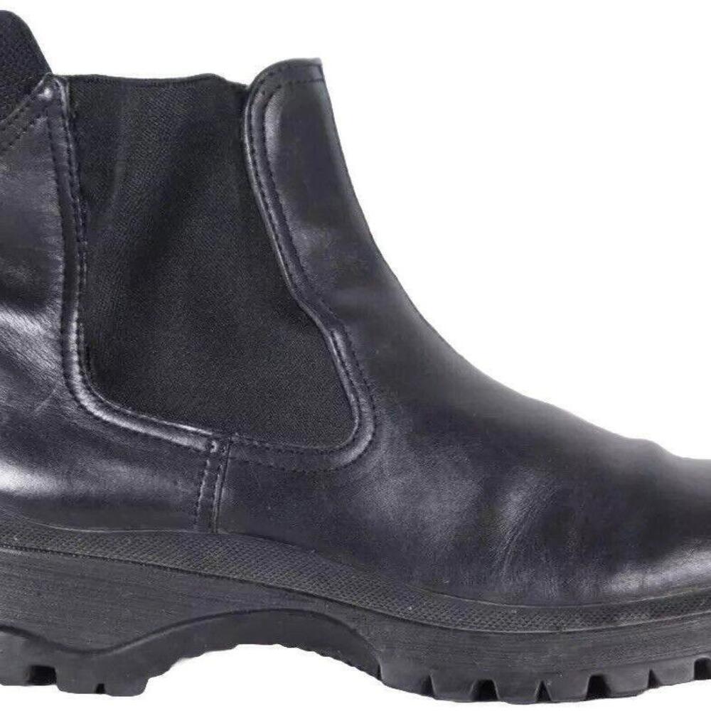 Prada Men’s 39.5 US 9.5 Black Brixxen Chelsea Boots Leather Vintage Lug Pull-On